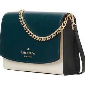 NWT Kate Spade Carson Convertible Crossbody Bag Peacock Green White with chain